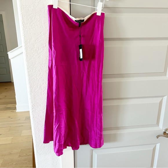 NWT Rag & Bone Jaci Satin Midi Dress Deep Pink - Picture 3 of 6
